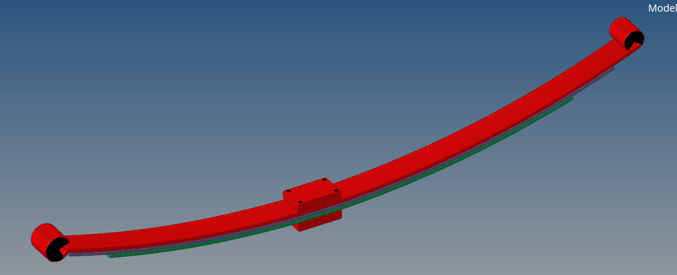hyperworks钢板弹簧六面体网格划分、自由和夹紧刚度及疲劳寿命仿真分析的图3